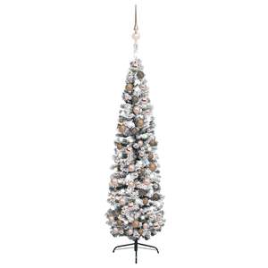 Sottile artificiale Pre-illuminato bianco e rosa albero di natale con palla Set 70.9 pollici - Product Image 1