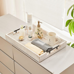 Bandeja de madera rectangular con mango de metal para exhibir panadería o servir comida de té comidas calientes en restaurante Buffet Café o cocina - Product Image 6