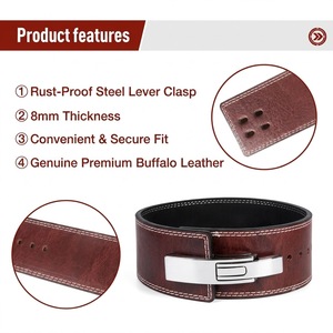 Cinturón de Levantamiento de Pesas de Cuero Genuino con Palanca, Cinturón de Entrenamiento para Hombres y Mujeres, Cinturón de Powerlifting - Product Image 5