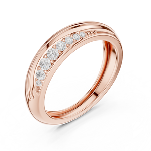 Bague en or rose 14 carats, élégante et luxueuse, avec un diamant de laboratoire de taille ronde, moins d'un carat, pour femmes - Product Image 2