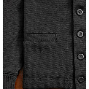 Cárdigan Negro de Moda para Hombre, Cuello en V, Manga Larga, Tejido de Lana/Nailon, Transpirable, Antipilling, con Parches de Encaje, Ropa de Invierno - Product Image 3