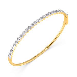 Bracelet hexagonal en diamant avec cadre fin en or jaune et design géométrique bicolore sur le devant - Product Image 1