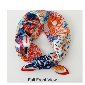 Women's Square <b>Silk</b> Scarf Floral Print Elegant Multi-Functional Fashion Accessory All Seasons - Product Image 1