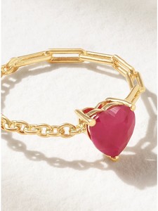 Anillo de Cadena Ajustable con Corazón de Rubí Natural en Oro de 18K de Alta Calidad, Anillo Elegante y Lujoso para Mujer, Diseño Moderno para Bodas y Fiestas - Product Image 4