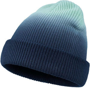 Nouveau bonnet tricoté tie-dye automne-hiver, logo personnalisé, unisexe, chaud, en laine colorée - Product Image 3