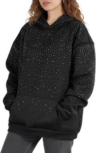Sudadera con Capucha Extra Grande para Hombre, con Cristales Brillantes, Negra, Poliéster/Algodón, Servicio de Logotipo Personalizado, Directo de Fábrica - Product Image 5