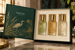 Caja de Embalaje Personalizada para Perfumes, Estilo Libro con Bisagras, Jade Heron - Product Image 1