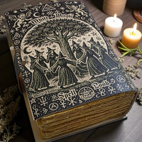Carnet Grimoire en Cuir Imprimé Sorcières Blanches, Journal des Ombres, Wiccan, Tarot, Occulte, Fait Main Al-Amir, pour Lecture