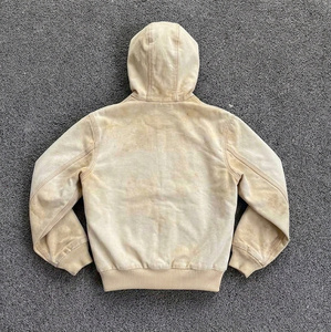 Tall Vintage Acid Washed Zip <b>Hoodie</b> <b>Longline</b> Garment Dye Full Zip Sweatshirt Distressed Street Fleece Overlay Extended Hem - Product Image 5