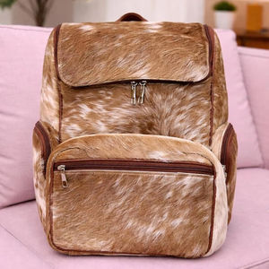 Mochila de Cuero Genuino de Lujo con Pelo Natural, Estilo Occidental, Marca Personalizada LHBP-0226 - Product Image 1