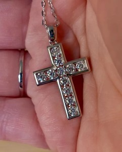 2 Ct Round Lab Grown Diamond Cross <b>Pendant</b> <b>Solid</b> 10K White <b>Gold</b> Wedding <b>Pendant</b> Unique Diamond Charms - Product Image 3