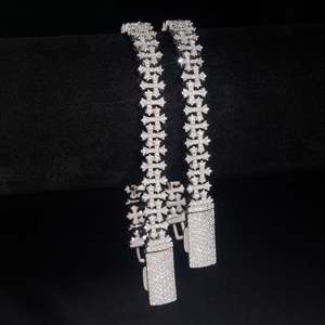 Fine Hip Hop Jewelry Silver VVS Moissanite Bracelet <b>Chain</b> <b>Iced</b> Out Cross Bracelet Tennis <b>Chain</b> Jewelry Women Men Necklace - Product Image 2