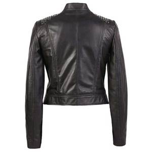 Nuevas Chaquetas de Cuero Genuino con Bordado a Cuadros y Tachuelas para Mujer, Modelo 2025, Transpirables y Ecológicas - Product Image 3