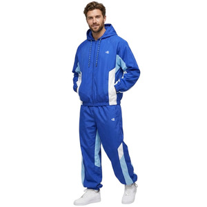 OEM Custom Tricolor Panel Men Hooded Windbreaker <b>jacket</b> for men Lightweight Nylon Jogger Pants Activewear Set Wholesale Supplier - Product Image 1