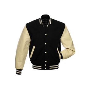 Premium Custom Men's All Black Varsity <b>Jacket</b> Leather Sleeves Quilted Lining Letterman <b>Jacket</b> Luxury Black and Cream <b>Baseball</b> - Product Image 5