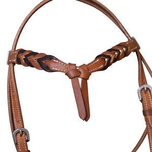 Têtière en cuir d'Argentine occidentale avec frontal tressé, bride de cowboy réglable – Confortable et durable, personnalisable - Product Image 3