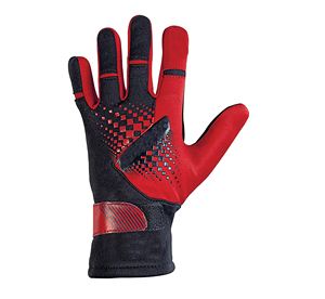 <b>Top</b> Quality Full Finger Racing Gloves With Non Slip Palm Red Black <b>Checkered</b> Pattern Unisex Outdoor Use PU Coating - Product Image 6