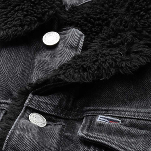 Men's Dark <b>Wash</b> Denim Jacket Cotton Lining Turn-down Collar Casual <b>Winter</b> Eco-friendly 220g Single Breasted Regular Fit - Product Image 2