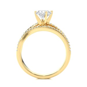 Anillo de Oro Amarillo de 18K con Diamantes, Corte Brillante Redondo, Anillo de Compromiso y Boda, 1.00 Ct, Cuatro Puntas, Joyería Nupcial - Product Image 3