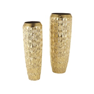 Vase de table haut en métal contemporain, support décoratif pour fleurs, design personnalisé craquelé transparent, intérieur moderne élégant et luxueux - Product Image 2