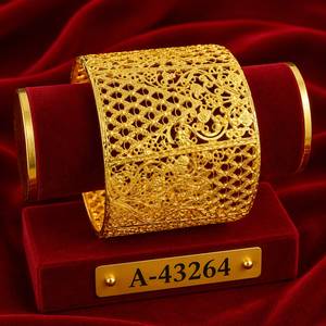 Geometric 10K Gold Zinc Alloy Bangles 24K Gold Plated Trendy Women's Wedding Zircon Jewelry Party Third Party Certified A-43048 - Product Image 6