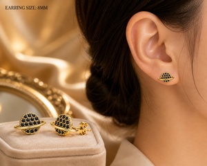 Pendientes de Saturno Chapados en Oro con Circonita, Plata de Ley 925, Joyería Delicada para Mujer, para Fiestas y Uso Diario - Product Image 4