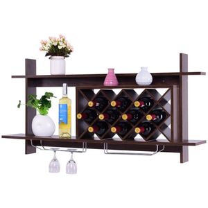 Portabottiglie da parete con supporto in vetro e mensola - Product Image 3