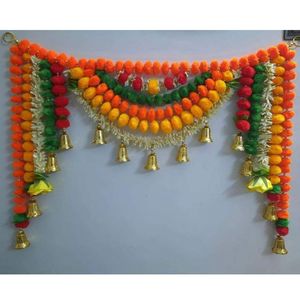 Guirlande de fleurs artificielles de marguerites indiennes faites à la main pour porte, mariage, retraite, Diwali, cadeaux festifs, entrée de maison, décoration Pooja - Product Image 4