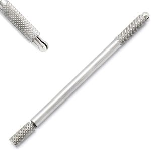 Support de micro-lame professionnel de précision en acier inoxydable argenté avec poignée moletée pour techniques de microblading précises - SET - Product Image 1