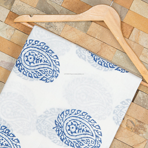 Tela de algodón con estampado Floral Mughal, Base blanca, bloque de mano impreso, ligero, multiusos para decoración del hogar, cortinas para niños, cubierta de coche - Product Image 6