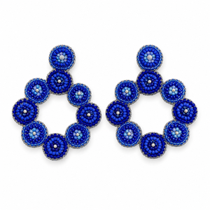 Pendientes de Aro Geométricos con Cuentas Azules para Mujer, Hechos a Mano con Cuentas de Semillas, Pendientes Colgantes de Moda, Joyería al por Mayor - Product Image 1