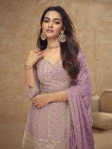 Chinon Sequence Embroidered Modern Readymade Salwar Kameez for Diwali Wedding & Prom (Free Size) - Product Image 6