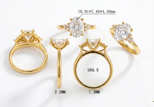 แหวนเพชรทรงรีคลาสสิก 2.3 กะรัต ทอง 14k ชุบแพลตตินัม เพชร VVS2 ผลิตในห้องปฏิบัติการ เหมาะสำหรับงานหมั้น งานแต่งงาน หรือเป็นของขวัญ - Product Image 2