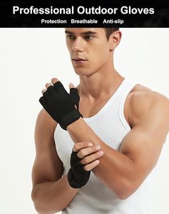 High Quality Breathable <b>Half</b> Finger Gym Gloves with Anti <b>Slip</b> Silicone Grip Adjustable Wrist Strap for Weightlifting Fitness - Product Image 2