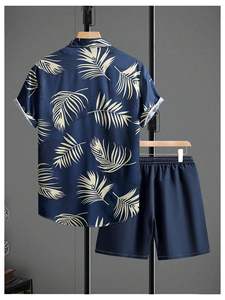 Ensemble homme imprimé, chemise à manches courtes et short de plage assortis, tenue décontractée estivale colorée, ensemble deux pièces pour homme - Product Image 6
