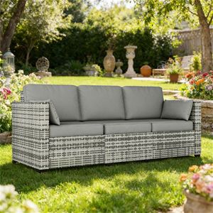 โซฟาคู่สีเทาวิลโลว์สำหรับสวนกลางแจ้ง เหมาะสำหรับระเบียงและลานบ้าน - Product Image 1