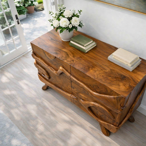 Aparador de madera hecho a mano Luxali con un diseño artístico de tallado exquisito. - Product Image 3