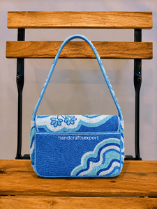 Sac à bandoulière pour femme, fait main, orné de fleurs et de perles, léger et écologique |   Sac à main de luxe en perles de rocaille |   Sac à main de créateur de mode - Product Image 2