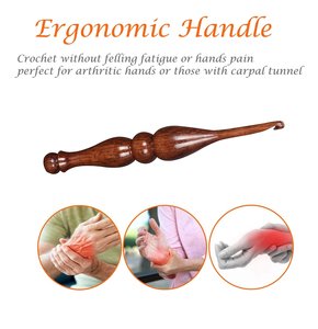 Handmade Eco-Friendly Fashion Rosewood Crochet <b>Hook</b> Ergonomic Soft Grip with Customizable Thickness (4mm-10mm) - Product Image 4