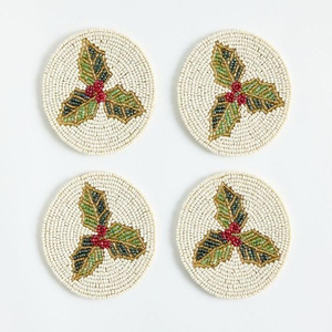 Classic Beaded Glass Cocktail Coasters Artisan Craft <b>Table</b> <b>Protection</b> Mats & Pads for Dining <b>Table</b> Art - Product Image 4