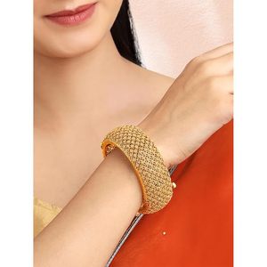 Brazaletes de Latón Chapado en Oro de 18K con Diseño de Flor y Circonita, Joyería Unisex de Moda para Fiestas, RETAIL BEES TRADING CO FRBJ-0206, Tercera Marca - Product Image 4