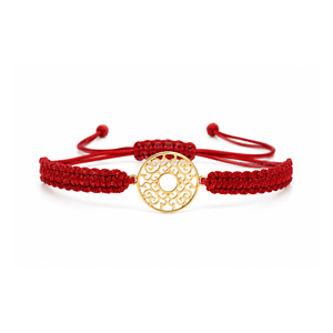 Pulsera de Macramé Azul Marino Chapada en Oro de 14K con Rodio, Dije de Filigrana, Diseño Intrincado Calado, Cordón Trenzado Ajustable, Unisex - Product Image 5