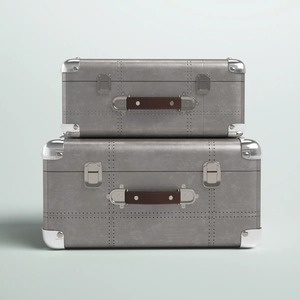 Caja de Almacenamiento Metálica Rectangular de Diseño Industrial con Asas y Tapa con Bisagras para Artículos Diversos, Capacidad de 10-20L, Duradera y Ligera - Product Image 3