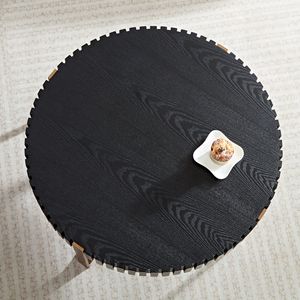 Tavolino da Caffè Rotondo Artigianale Moderno da 31,5 Pollici con Base Robusta per Piccoli Soggiorni - Product Image 5