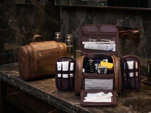 Genuine Leather <b>Toiletry</b> <b>Bag</b> Mens Dopp Kit Shaving Wash <b>Bag</b> Travel Cosmetic Pouch <b>Large</b> Organizer Custom Logo TYG-0134 - Product Image 3