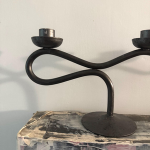 Modern Wrought Iron Matte Black 3-<b>Cup</b> Wave Candelabra Handcrafted Abstract Metal Candle Holder Stand Christmas Durable Home - Product Image 3