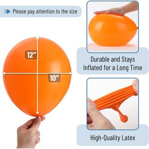 ลูกโป่งปาร์ตี้สีส้มขนาด 12 นิ้ว 54 แพ็คสำหรับตกแต่งงานเทศกาล - Product Image 3