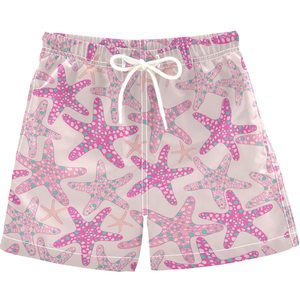 Short de bain décontracté pour homme en toile rose à imprimé palmier, séchage rapide, 100 % polyester, taille mi-haute avec cordon de serrage - Product Image 6