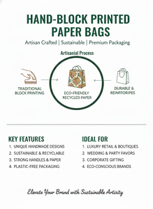 Bolsas de Papel Artesanales Impresas a Mano, Ecológicas, Recicladas, de Kraft, para Regalos, Boutiques, Bodas y Eventos de Lujo - Product Image 6