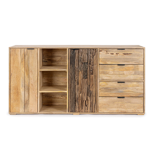 Modern Luxury Solid Wood 3D Geometric Hand Carved Diamond Pattern Dining <b>Sideboard</b> Mid Century Tapered Legs Home Bar Living Room - Product Image 2